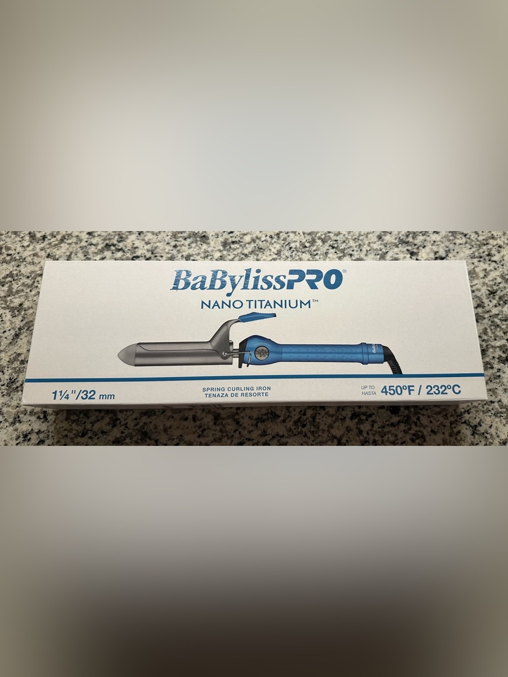 BaBylissPRO Nano Titanium Blue Spring Curling Iron 1 1/4”/32 mm